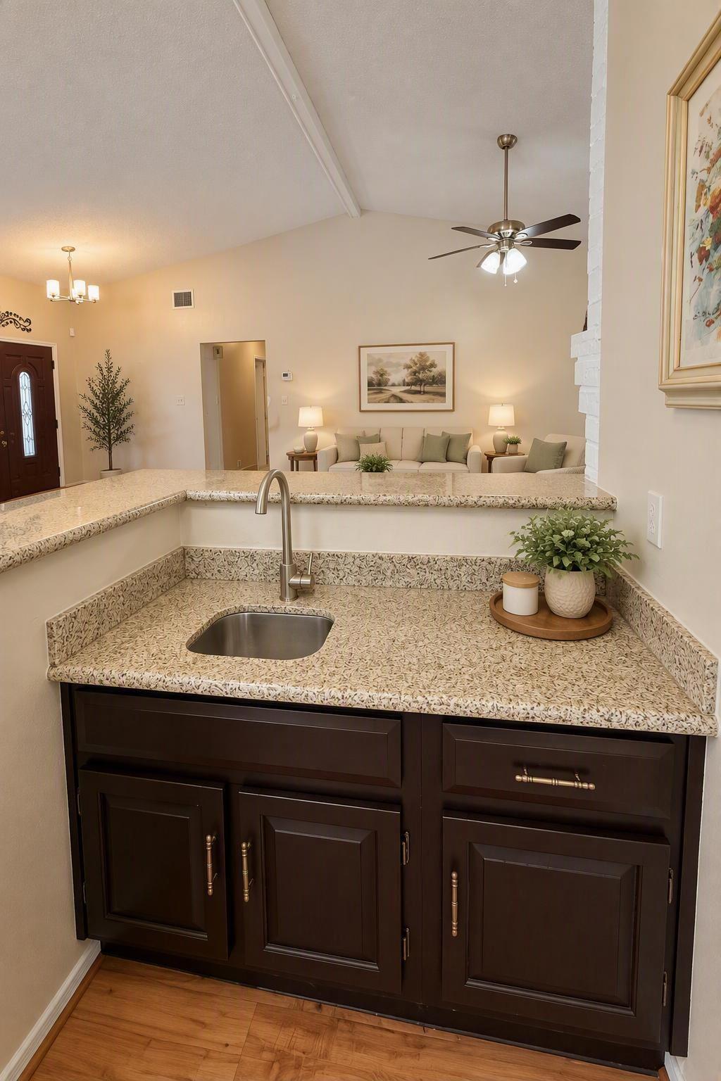 Bar area is virtually staged